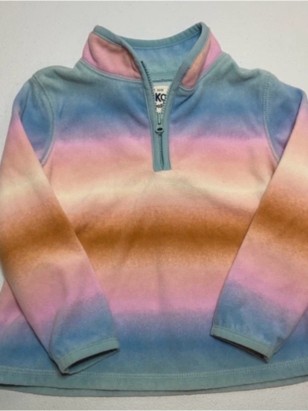 OshKosh B'gosh Pastel Ombre Quarter-Zip Pullover - Blue Pink Tan